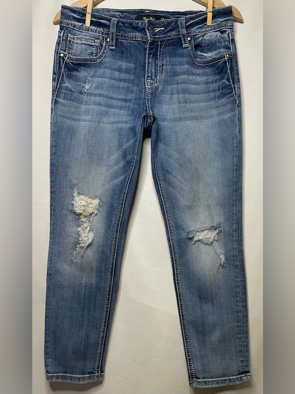 Miss Me Distressed Light Blue Ankle Skinny Jeans